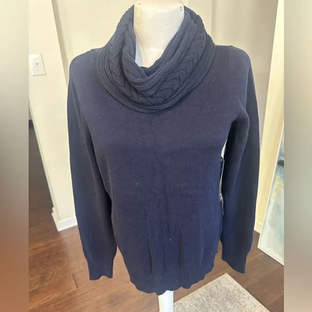 Lauren Ralph Lauren Navy Cowlneck Sweater M (NWT)